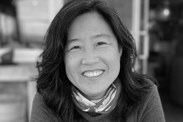 a black and white image of Portland Taiko Board Member Ann Ishimaru